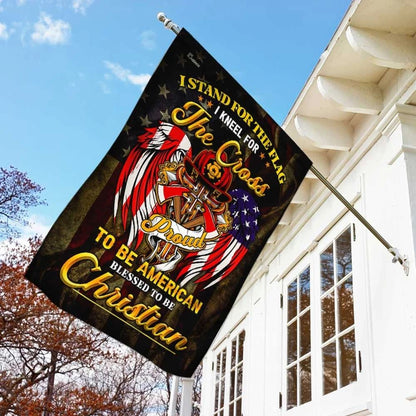 Stand For The House Flag Kneel For The Cross Christian Firefighter House Flag, Outdoor Religious Flags, Christian Flag, Scripture Flag, Garden Banner