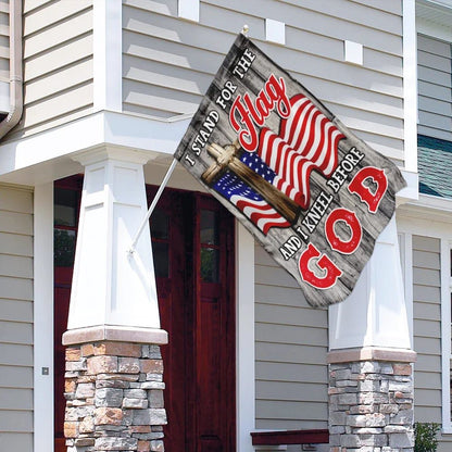 Stand For The House Flags Kneel Before God Christian American House Flags, Christian Flag, Scripture Flag, Garden Banner