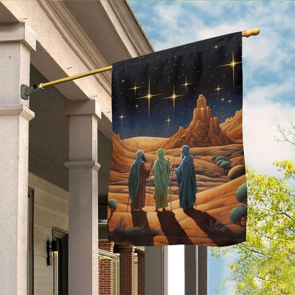 Starry Night Journey The Three Wise Men's Quest Flag, Christian Christmas House Flag, Christmas Outdoor Decor Ideas