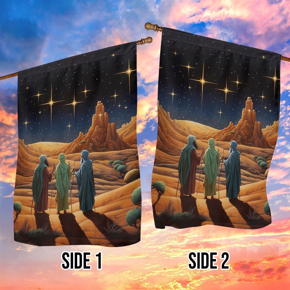 Starry Night Journey The Three Wise Men's Quest Flag, Christian Christmas House Flag, Christmas Outdoor Decor Ideas