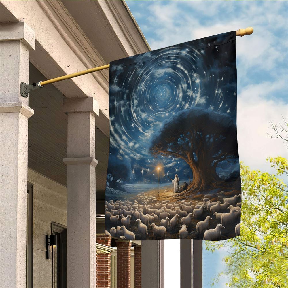 Starry Night Of The Shepherd Christmas Eve's Tranquil Watch Flag, Christmas Garden Flag, Home Decor Accessories, Christmas Outdoor Decor Ideas