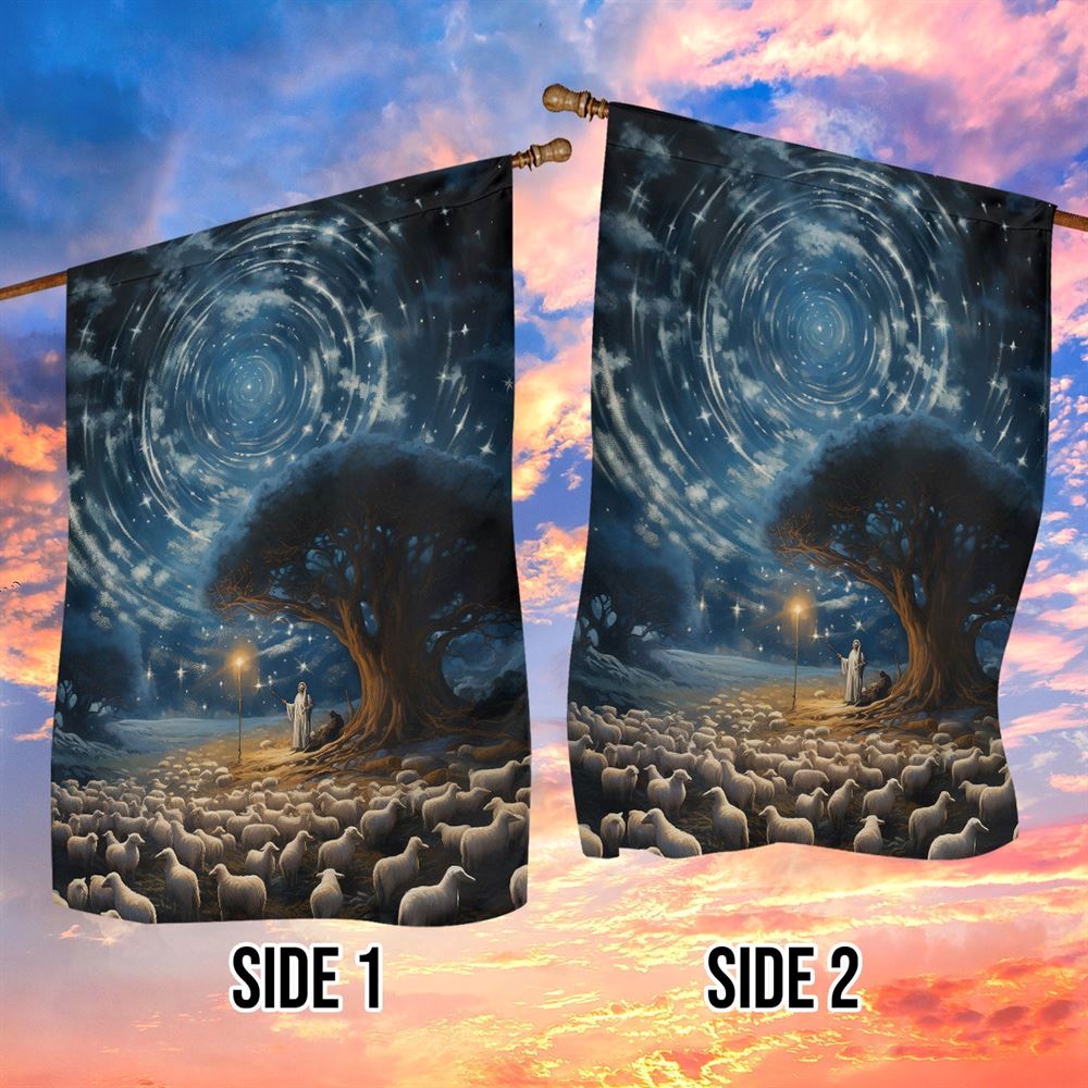 Starry Night Of The Shepherd Christmas Eve's Tranquil Watch Flag, Christmas Garden Flag, Home Decor Accessories, Christmas Outdoor Decor Ideas