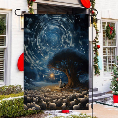 Starry Night Of The Shepherd Christmas Eve's Tranquil Watch Flag, Christmas Garden Flag, Home Decor Accessories, Christmas Outdoor Decor Ideas