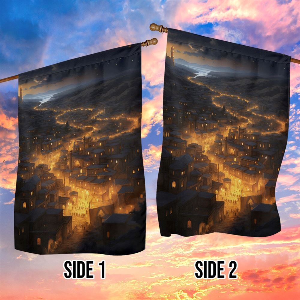 Starry Night Over The Christmas Hamlet Flag, Christmas Garden Flag, Home Decor Accessories, Christmas Outdoor Decor Ideas