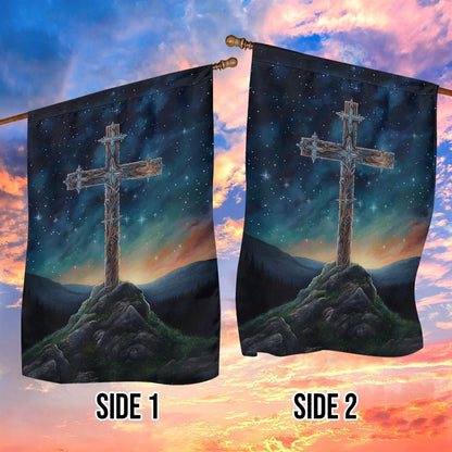 Starry Redemption The Celestial Cross Of Christmas Flag, Christian Christmas House Flag, Christmas Outdoor Decor Ideas