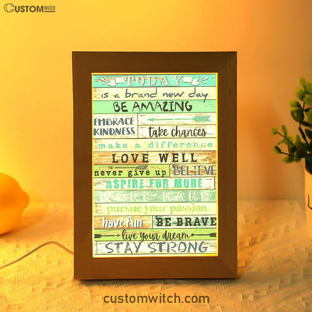 Stay Strong Positive Quotes Frame Lamp Decor - Encouragement Gifts For Women