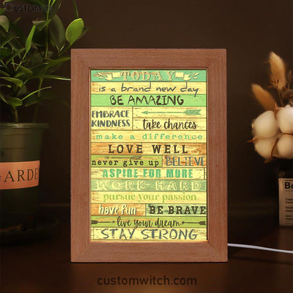 Stay Strong Positive Quotes Frame Lamp Decor - Encouragement Gifts For Women