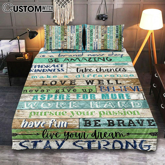 Stay Strong Positive Quotes Quilt Bedding Set Cover Twin Bedding Decor -  Gifts For Women