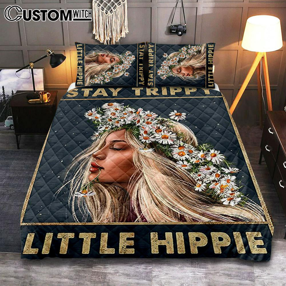 Stay Trippy Little Hippie Daisy Flower Bedroom - Trippy Cover Twin Bedding Decor
