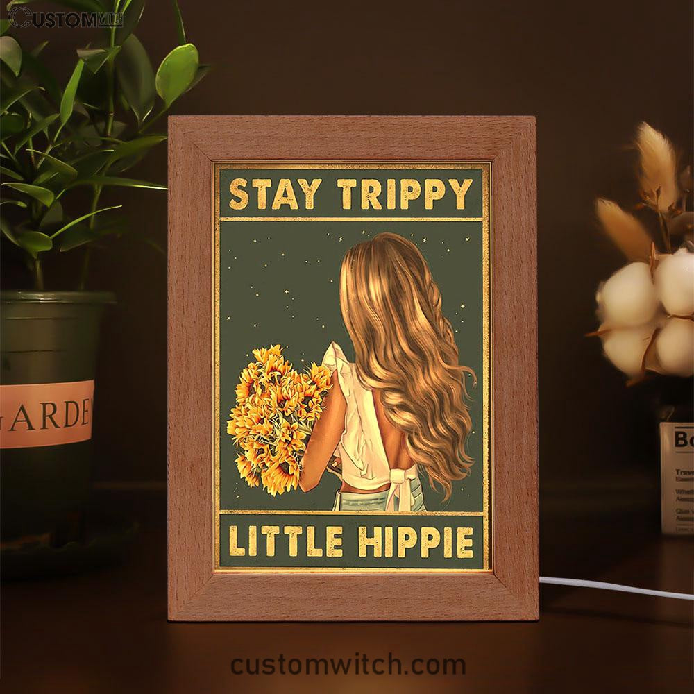 Stay Trippy Little Hippie Sunflower Frame Lamp Art - Decor For Women, Teen Girls Bedroom - Hippy Living Room