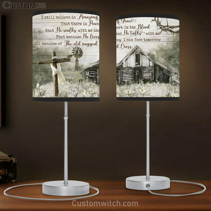 Still Believe In Amazing Grace Cross Barn Large Table Lamb - Christian Table Lamb Prints - Religious Table Lamb Art