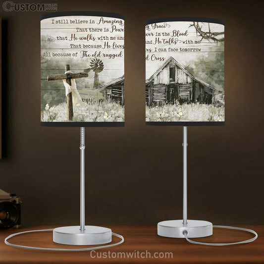 Still Believe In Amazing Grace Cross Barn Large Table Lamb - Christian Table Lamb Prints - Religious Table Lamb Art