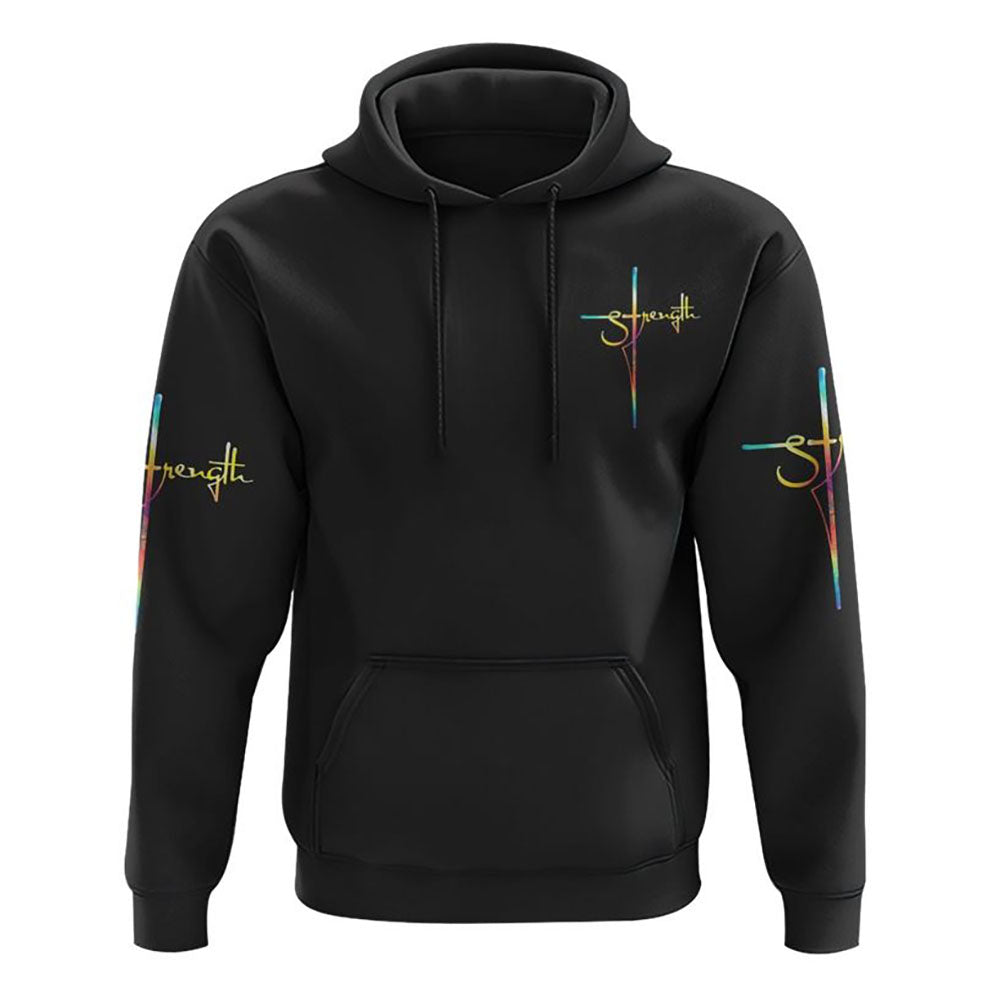 Strength Wings Colorful Watercolor All Over Print 3D Hoodie, Christian Hoodie, Christian Sweatshirt, Bible Verse Shirt