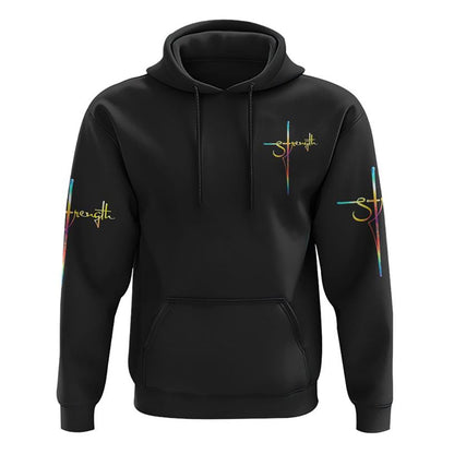 Strength Wings Colorful Watercolor All Over Print 3D Hoodie, Christian Hoodie, Christian Sweatshirt, Bible Verse Shirt
