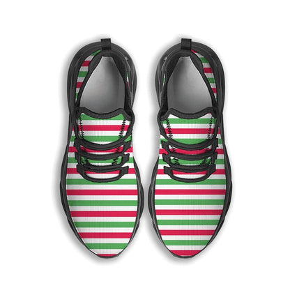 Striped Merry Christmas Print Pattern Black Max Soul Shoes For Men Women, Best Running Sneaker, Christmas Shoes, Winter Fashion Shoes