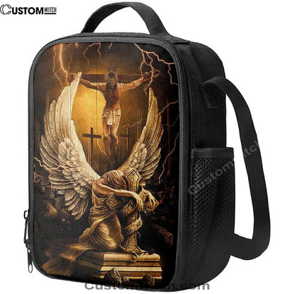 Stunning Angel Wings Jesus On The Cross Lunch Bag, Bible Verse Lunch Bag For Men And Women