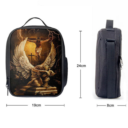 Stunning Angel Wings Jesus On The Cross Lunch Bag, Bible Verse Lunch Bag For Men And Women