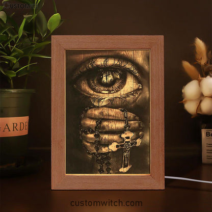 Stunning Eyes Jesus Calls Pray For Healing Cross Frame Lamp Print - Inspirational Frame Lamp Art - Christian Art Home Decor
