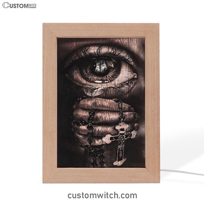 Stunning Eyes Jesus Calls Pray For Healing Cross Frame Lamp Print - Inspirational Frame Lamp Art - Christian Art Home Decor
