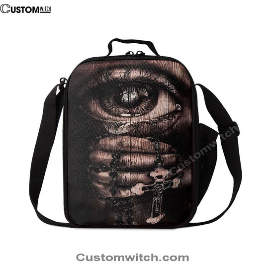 Stunning Eyes Jesus Calls Pray For Healing Cross Lunch Bag, Bible Verse Lunch Bag For Men And Women