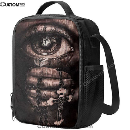 Stunning Eyes Jesus Calls Pray For Healing Cross Lunch Bag, Bible Verse Lunch Bag For Men And Women