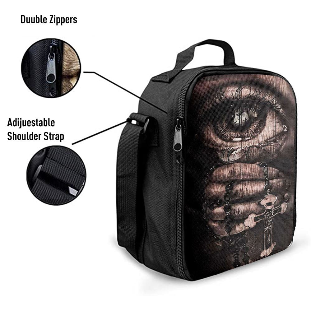 Stunning Eyes Jesus Calls Pray For Healing Cross Lunch Bag, Bible Verse Lunch Bag For Men And Women