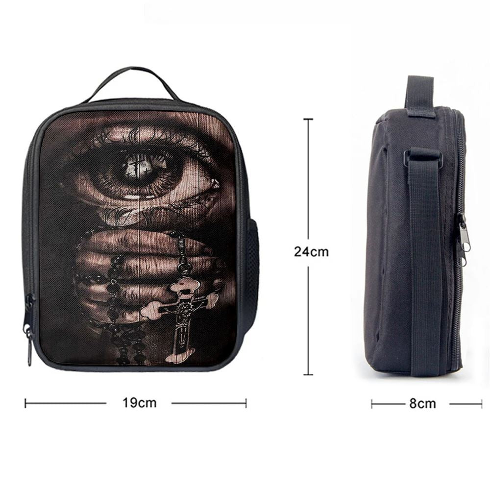 Stunning Eyes Jesus Calls Pray For Healing Cross Lunch Bag, Bible Verse Lunch Bag For Men And Women