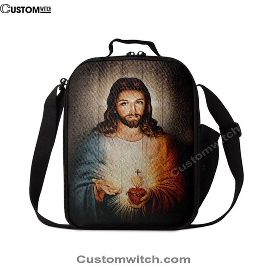Stunning Heart Walking With Jesus Lunch Bag, Bible Verse Lunch Bag For Men And Women