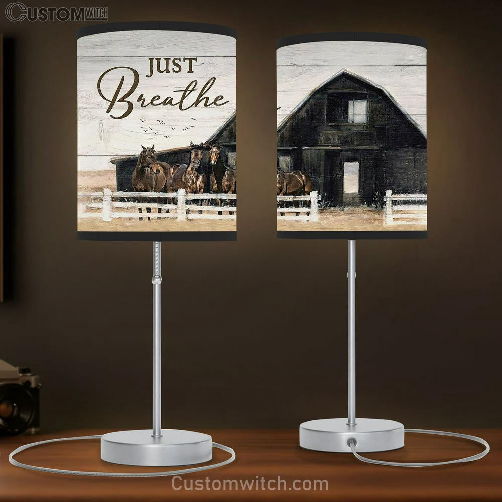 Stunning Horses Just Breathe Table Lamb Gift - Bible Verse Table Lamb - Religious Bedroom Decor