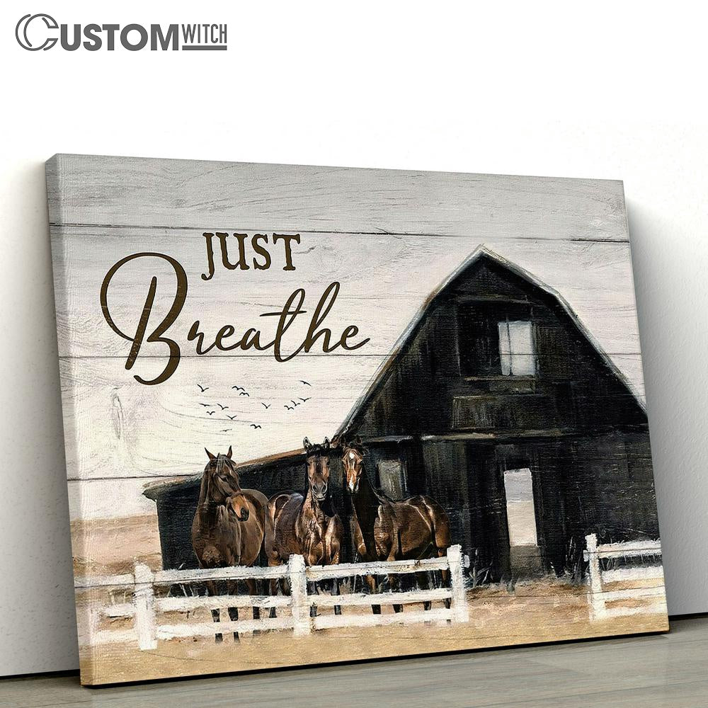 Stunning Horses Just Breathe Canvas Wall Art - Bible Verse Canvas - Religious Prints