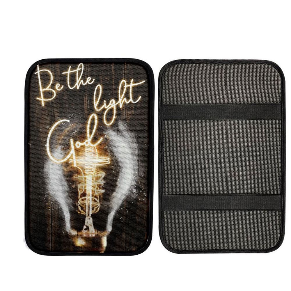 Stunning Light Bulb, Jesus Painting, Be The Light God Car Center Console Cover, Car Armrest Pad, Christian Gift, Armrest Box Mat