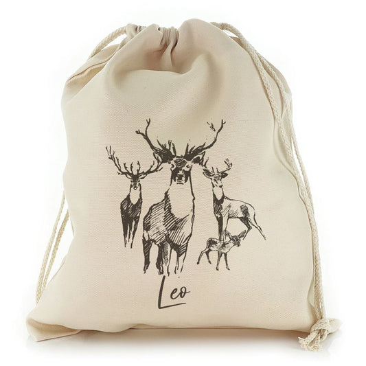 Stylish Text and Stag Deer Sketch Christmas Sack, Gift For Chidren, Christmas Bag Gift, Christmas Gift 2023