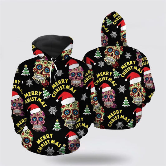 Sugar Skull Merry Christmas All Over Print 3D Hoodie For Men & Women, Christmas Hoodie Cute, Christmas Gift, Christmas Fashion