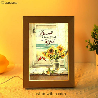 Sunflower Beach Be Still And Know That I Am God Frame Lamp Art - Christian Art - Bible Verse Art - Religious Home Decor