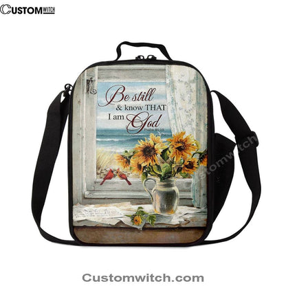 Sunflower Beach Be Still And Know That I Am God Lunch Bag - Christian Art, Bible Verse Lunch Bag For Men And Women