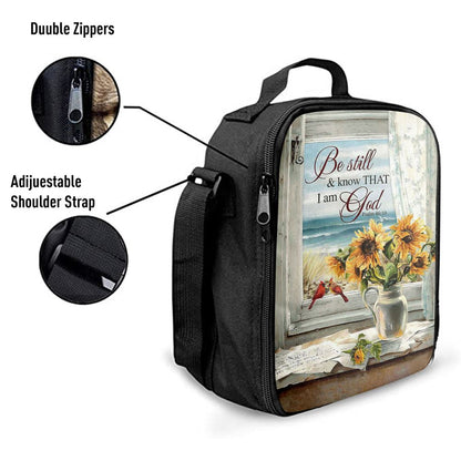 Sunflower Beach Be Still And Know That I Am God Lunch Bag - Christian Art, Bible Verse Lunch Bag For Men And Women