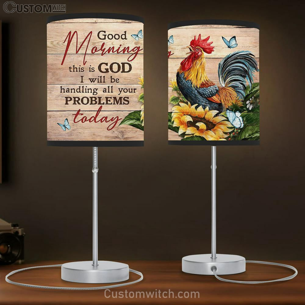 Sunflower Butterfly Rooster Good Morning This Is God Table Lamb Art - Bible Verse Lamb Gift - Christian Bedroom Decor
