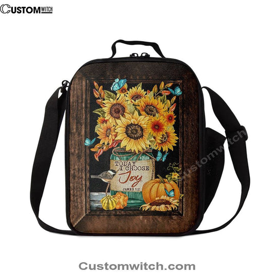 Sunflower Butterfly Today I Choose Joy Lunch Bag For Men And Women, Spiritual Christian Lunch Box For School, Work