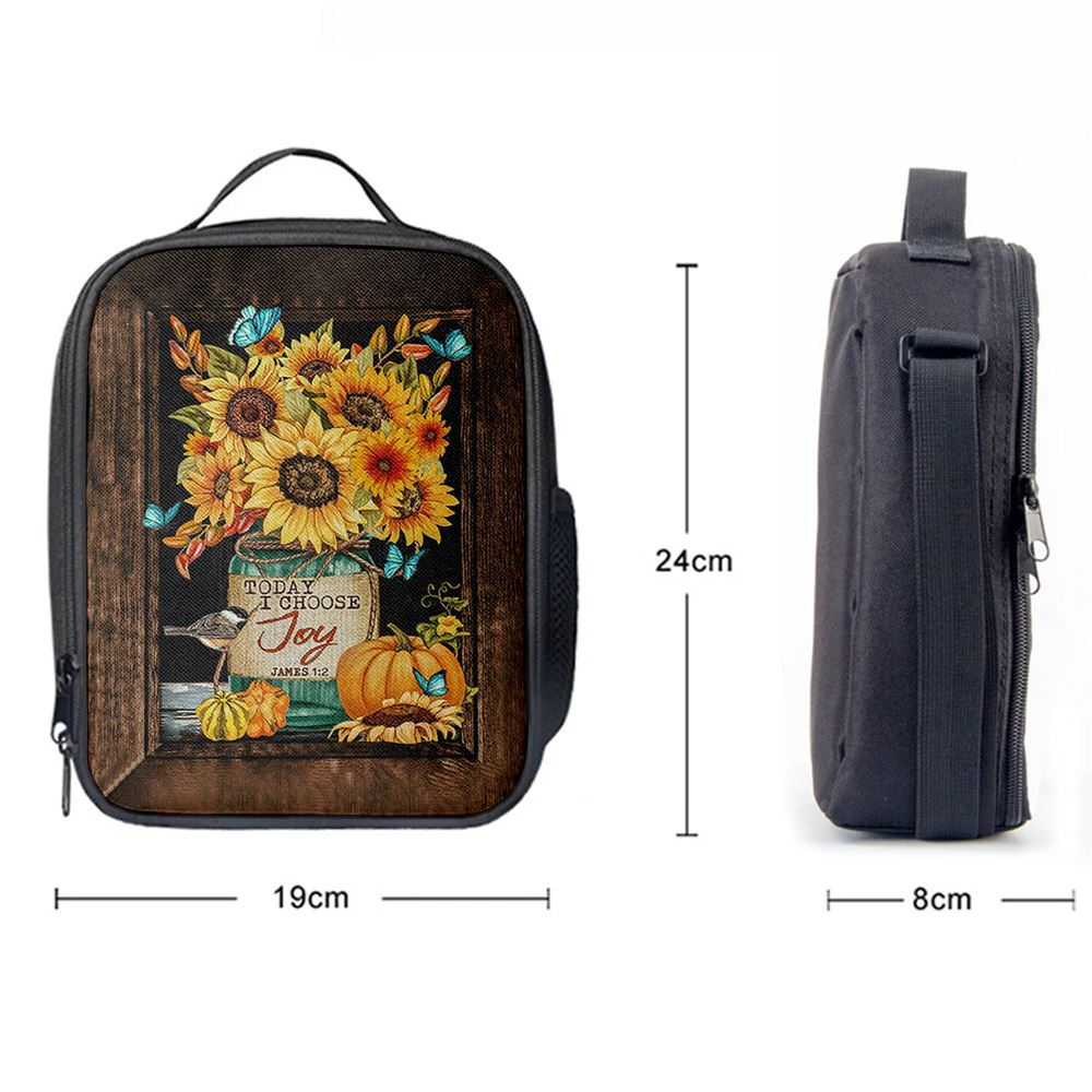 Sunflower Butterfly Today I Choose Joy Lunch Bag For Men And Women, Spiritual Christian Lunch Box For School, Work