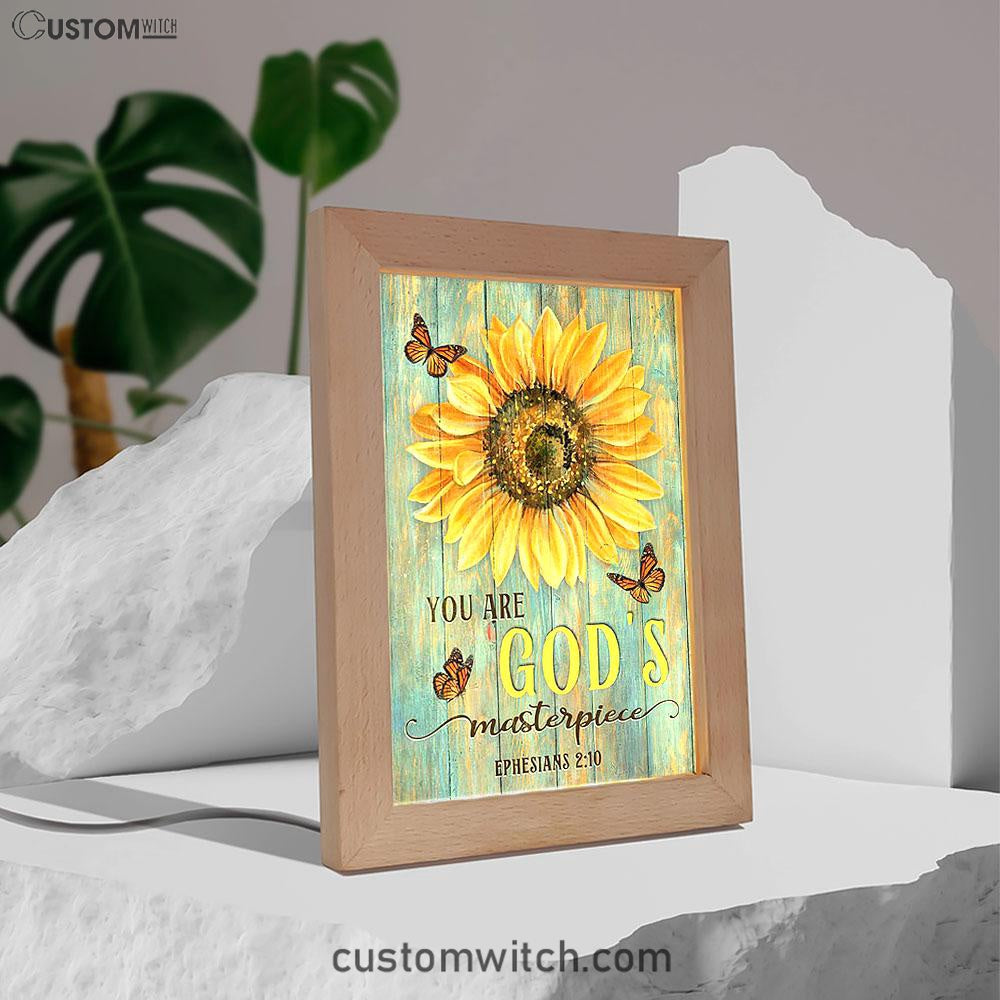Sunflower Butterfly You Are God's Masterpiece Frame Lamp Print - Inspirational Frame Lamp Art - Christian Art Home Decor