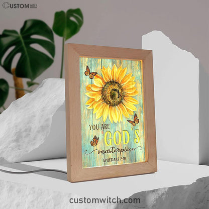 Sunflower Butterfly You Are God's Masterpiece Frame Lamp Print - Inspirational Frame Lamp Art - Christian Art Home Decor