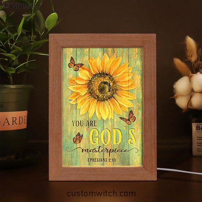 Sunflower Butterfly You Are God's Masterpiece Frame Lamp Print - Inspirational Frame Lamp Art - Christian Art Home Decor