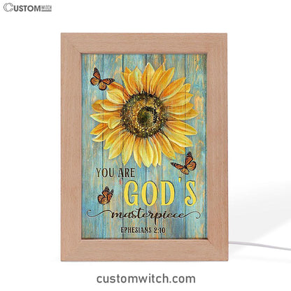 Sunflower Butterfly You Are God's Masterpiece Frame Lamp Print - Inspirational Frame Lamp Art - Christian Art Home Decor