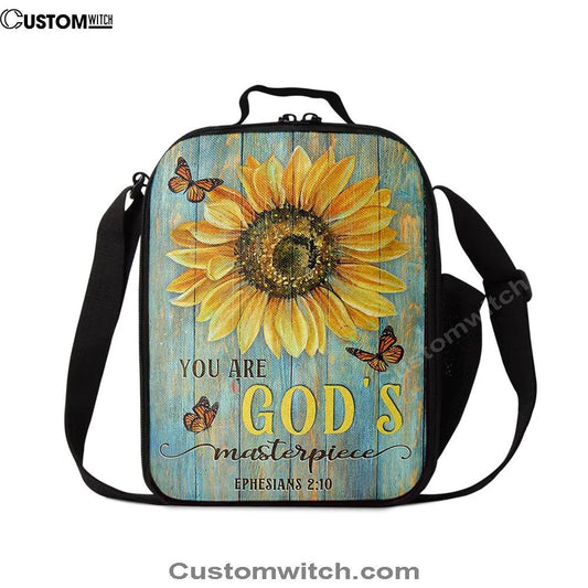 Sunflower Butterfly You Are God's Masterpiece Lunch Bag For Men And Women, Spiritual Christian Lunch Box For School, Work