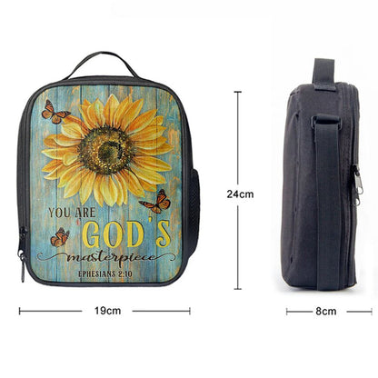 Sunflower Butterfly You Are God's Masterpiece Lunch Bag For Men And Women, Spiritual Christian Lunch Box For School, Work