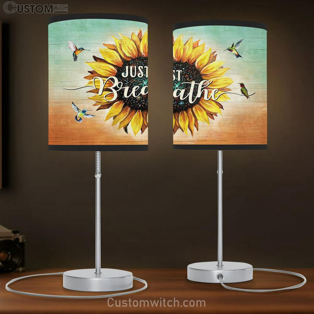 Sunflower Cardinal Just Breathe Table Lamb Gift - Bible Verse Table Lamb - Religious Bedroom Decor