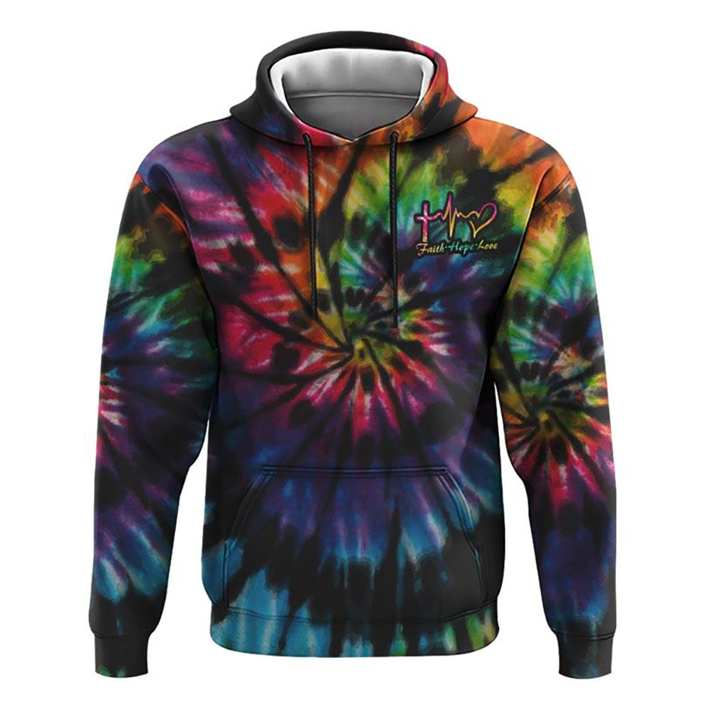 Sunflower Cross Full Tie Dye Faith All Over Print 3D Hoodie, Christian Hoodie, Christian Sweatshirt, Bible Verse Shirt