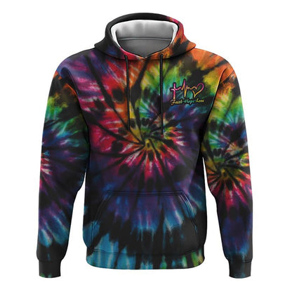 Sunflower Cross Full Tie Dye Faith All Over Print 3D Hoodie, Christian Hoodie, Christian Sweatshirt, Bible Verse Shirt