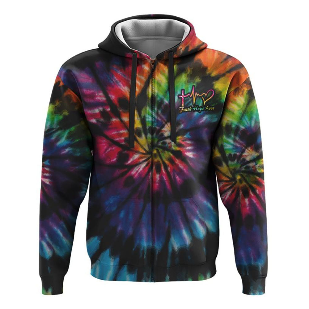 Sunflower Cross Full Tie Dye Faith All Over Print 3D Hoodie, Christian Hoodie, Christian Sweatshirt, Bible Verse Shirt