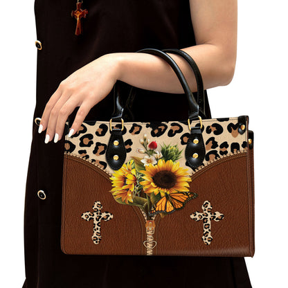 Sunflower Cross Leather Handbag 1, Religious Gifts For Women, Women Pu Leather Bag